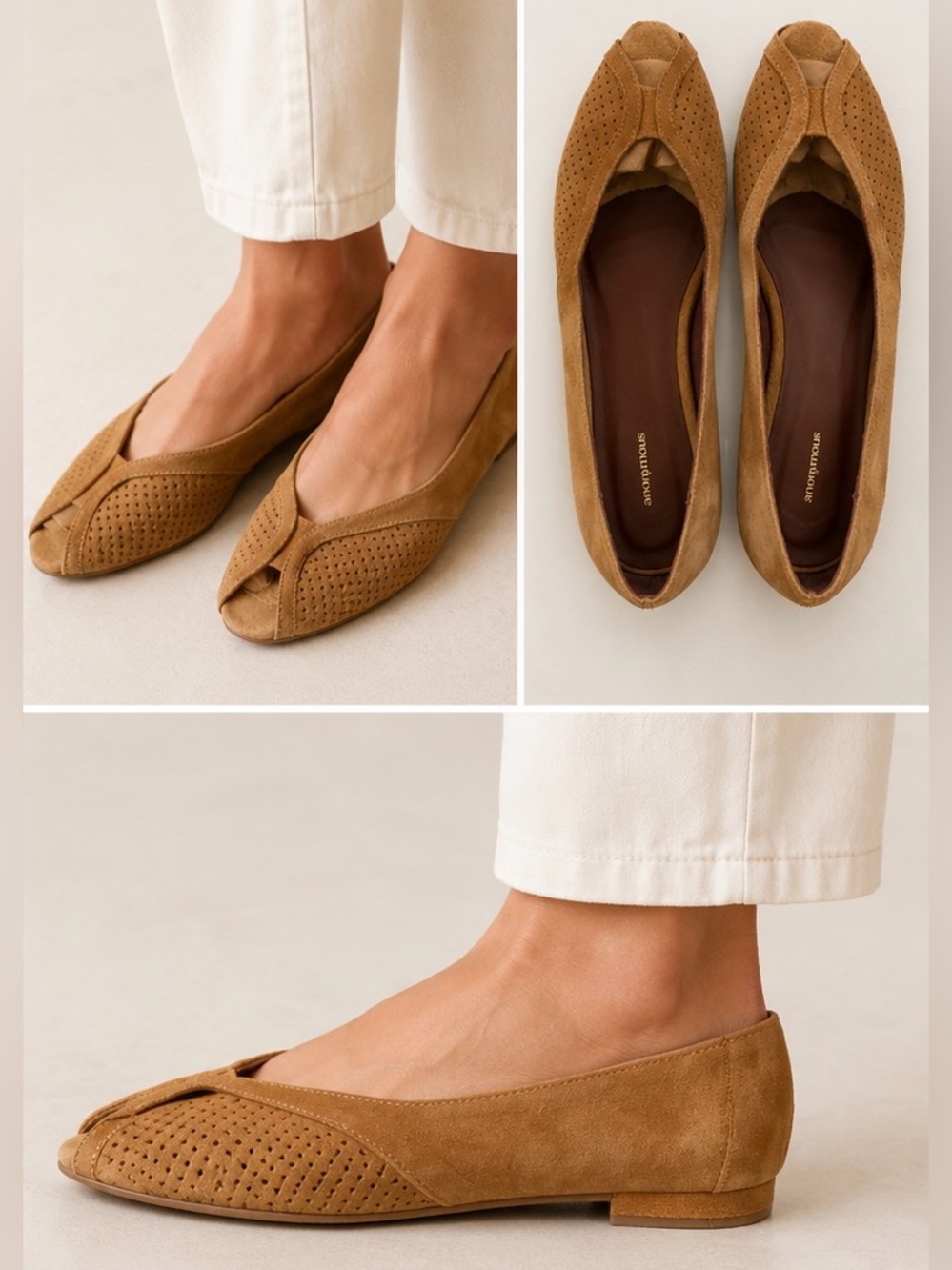 Anonymous Copenhagen Tiffy Suede Ballet Flats Tan Brown Size 41 Like New